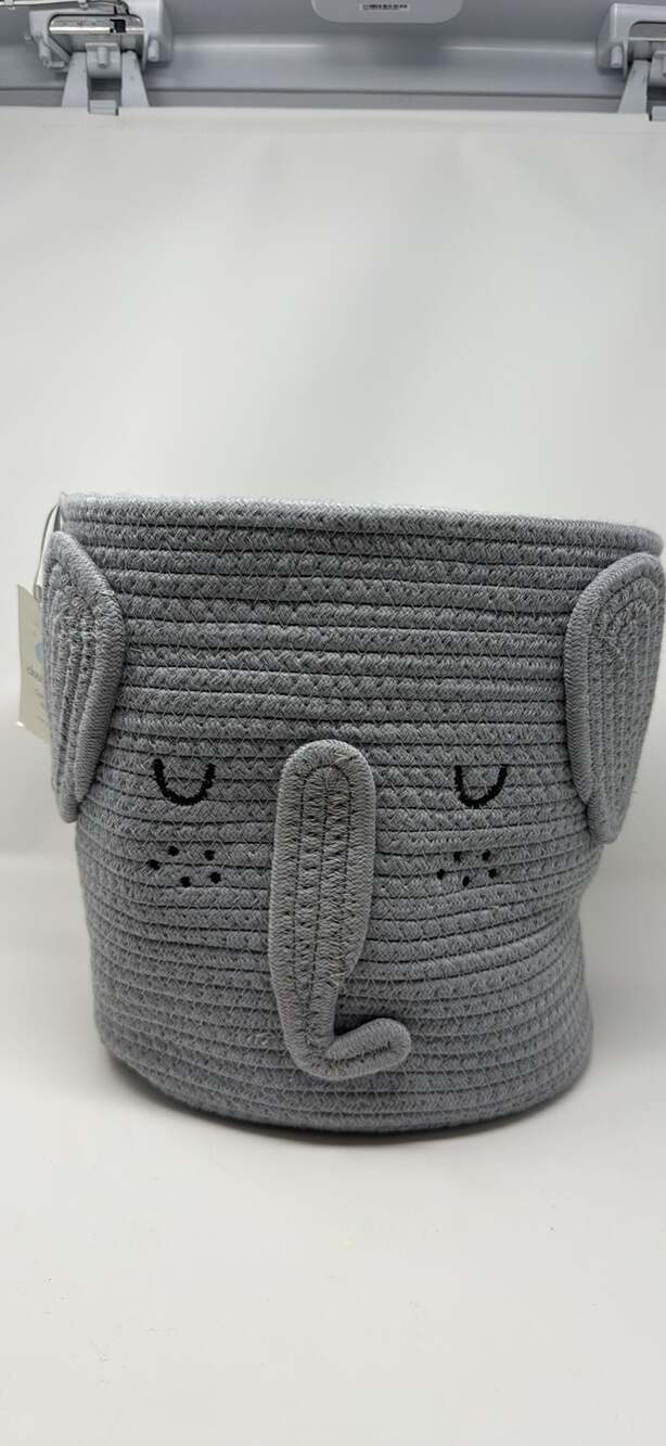 Cloud Island Coiled Rope Forest Animal Round Storage Basket - Elephant
